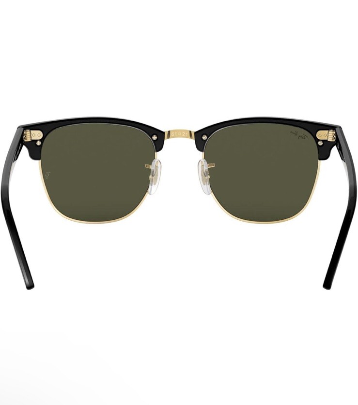 Ray-Ban RB3016 Clubmaster Square Sunglasses 49 MM Black and Gold