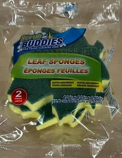 2 x Scrub Buddies Double Sided Leaf Sponges For Tough Cleaning Jobs