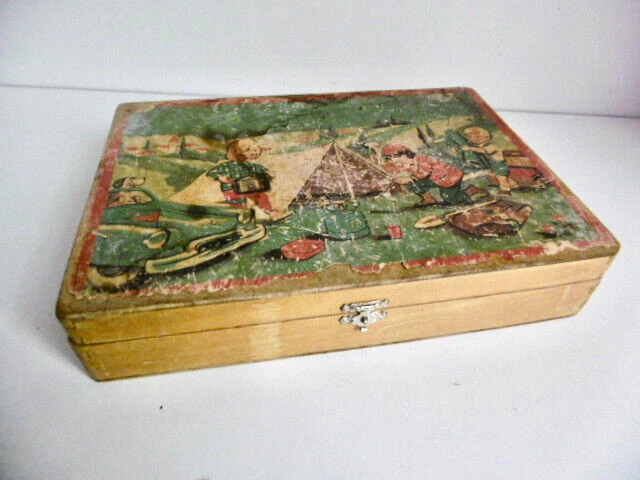 Boîte De 35 Cubes En Bois Ancienne – Jeu éducatif, Générique, état D'occasion