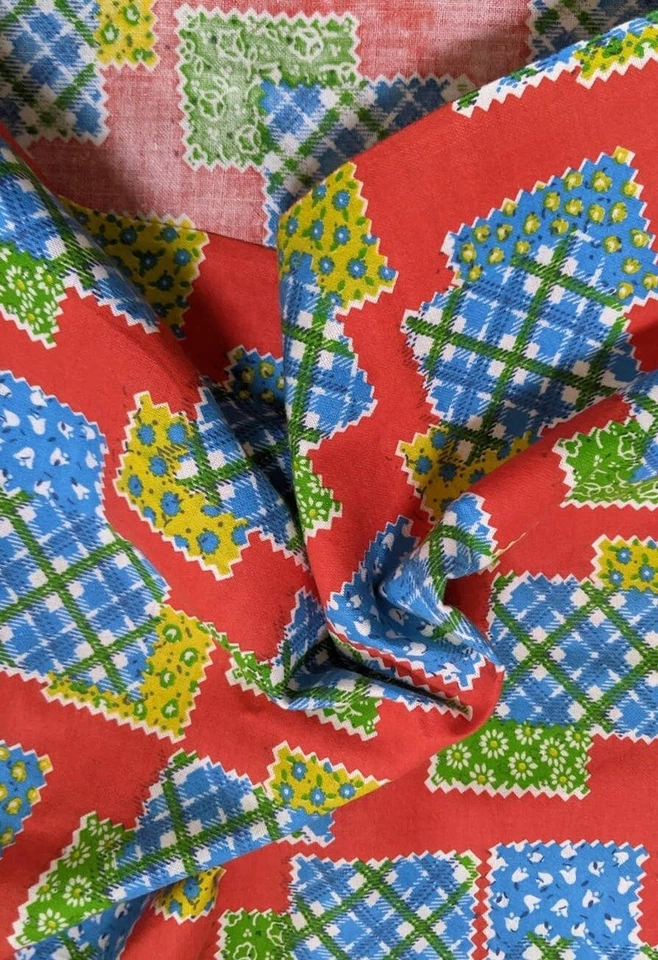 Tela de franela de algodón con retazos funky vintage de los años 70 44" estilo tela tramposa Foto 4 de 4