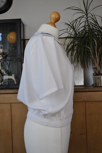 Vintage Choices weiße marine Bluse - Kragen, Kurzarm, Größe 14 - Bild 3 von 14