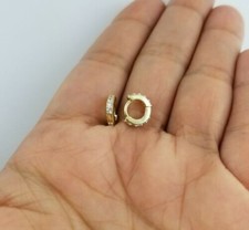 14K Yellow Gold Plated 2.3CT Round Created Crystals Baby Huggie Hoop Earrings