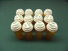 12 EMPTY Amber Rx Prescription Bottles 4" 40dram with Safety Cap Storage/Crafts