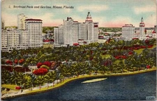 Postcard Bayfront Park Skyline Birds Eye Florida D191