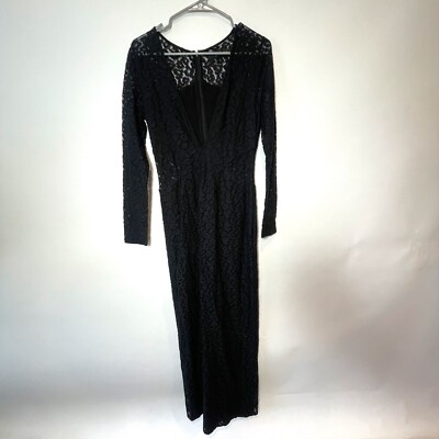knee length dresses for ladies Self-Portrait - Black Lace Ruffle Maxi Dress main image 1