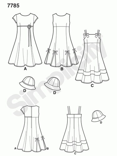 Schnittmuster Simplicity 7785/1456 Mädchenkleid Gr. 97-155cm - Bild 2 von 12
