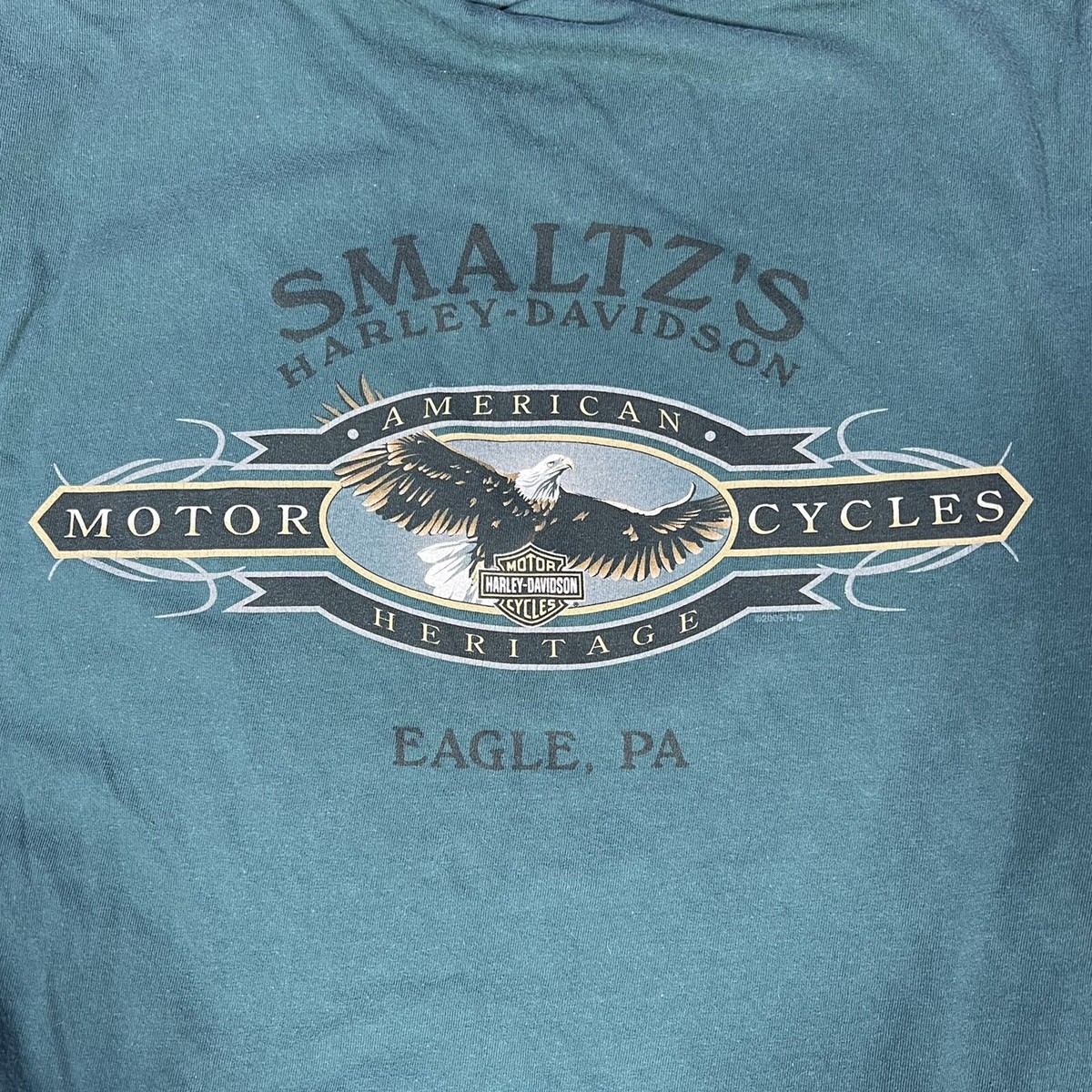 ハーレーTシャツ. made in USA Vintage '00s Harley Davidson T Shirt Green Mens M Smaltz's Eagle