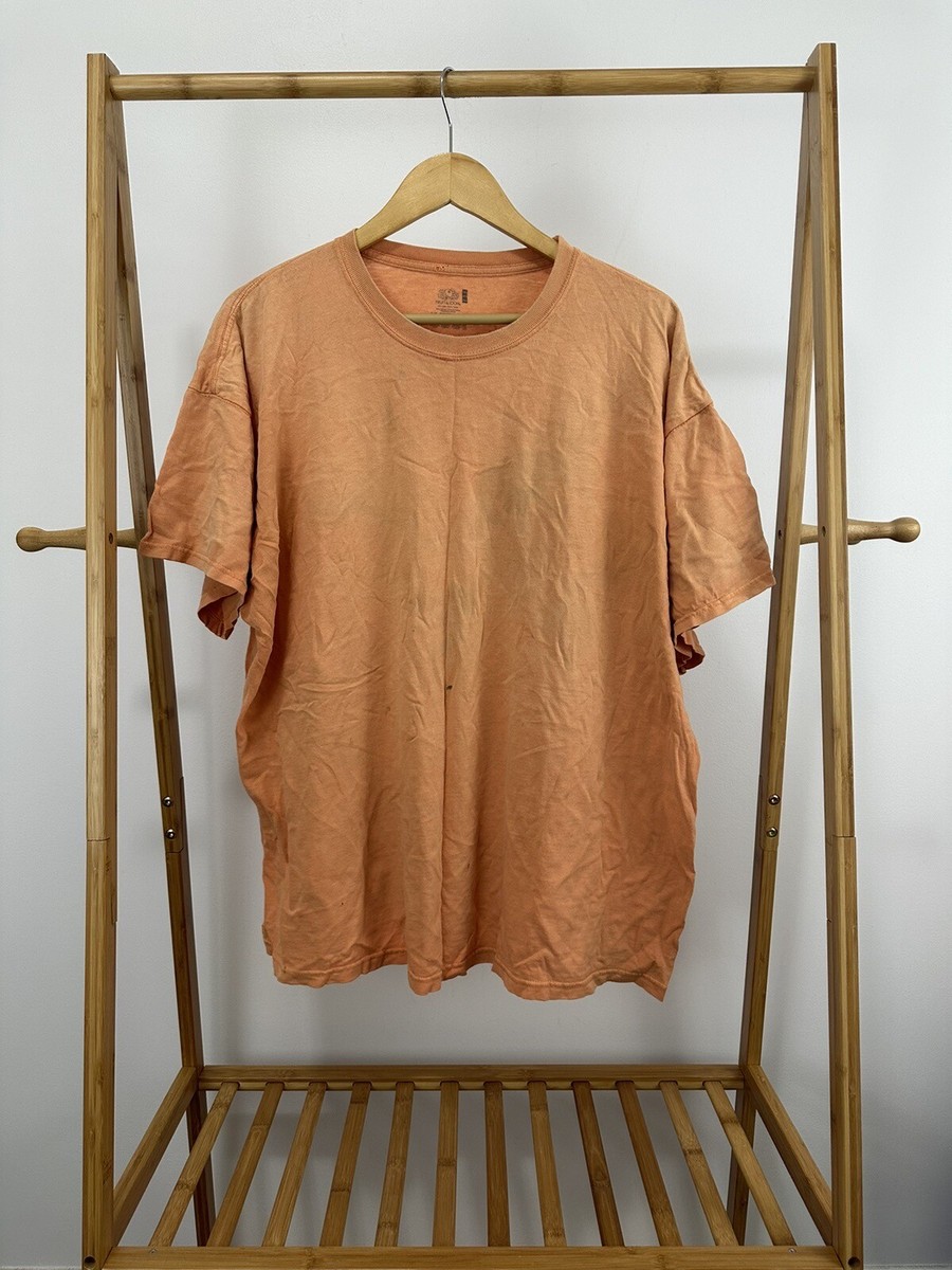 VTG Gradient Sun Faded Orange Work WIP Workwear Blank T-Shirt Size