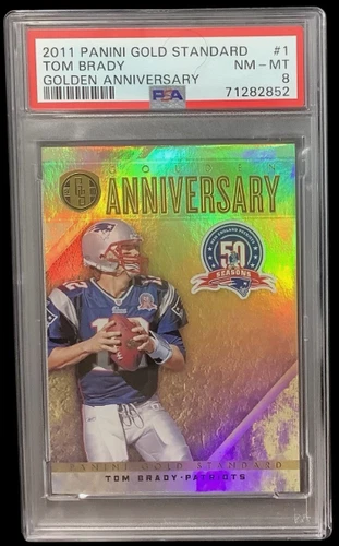 Tom Brady POP 1 Gold 2011 Panini Standard #1 Golden Anniversary PSA 8 NO 10 's
