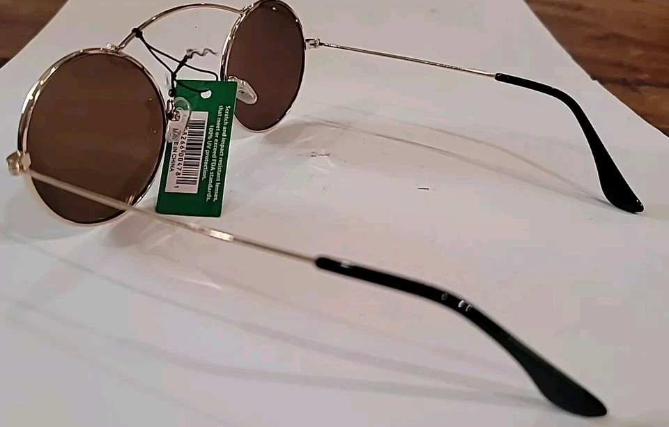 Divertida Fiesta Genial Redonda Marrón Dorado Gafas Disfraz Celebración Halloween Estrella del Pop Foto 3 de 4