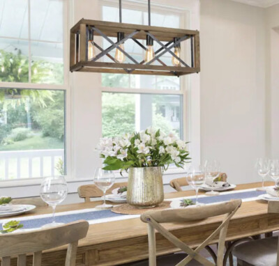 Rectangular best sale chandelier farmhouse