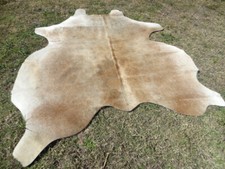 GENUINE BEIGE LARGE ! BROWN Cowhide Rug natural Cowhides Cow Hide Skin 6X6 FEET