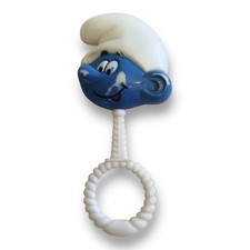 Vintage Smurfs Baby Rattle 1983 Danara Peyo Smurf Deluxe Plastic