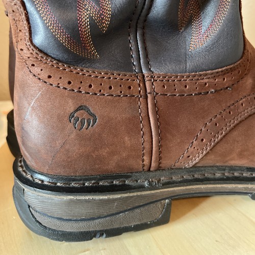 Bota de trabajo Wolverine Rancher para hombre punta de acero marrón/azul/como nueva - Imagen 7 de 15