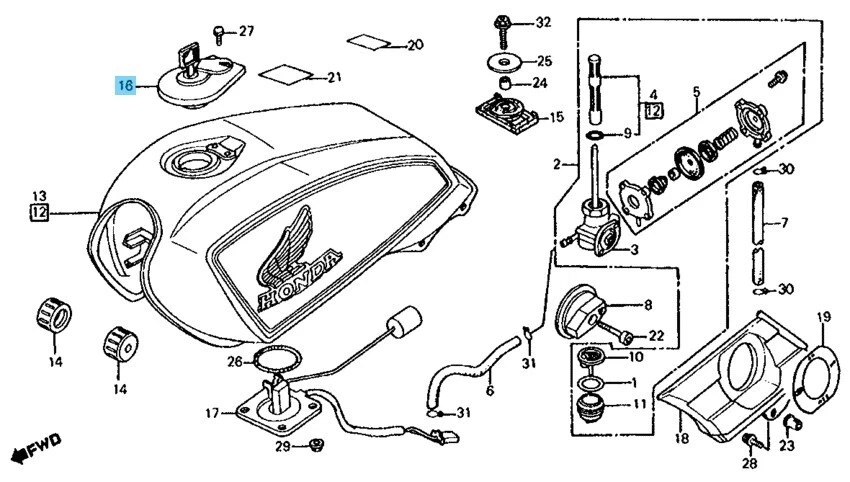 Tapa de llenado de combustible genuina HONDA NIGHTHAWK CB700SC 1984-1986 17620-MB1-033 OEM Foto 4 de 4