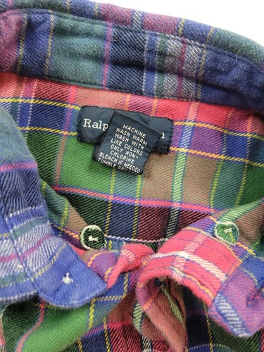 RALPH LAUREN Boys Sz L 16/18 Shirt Flannel Plaid Button Down Pink Blue Green LS - Picture 4 of 9