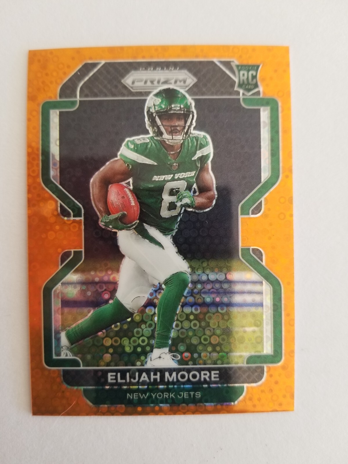 Elijah Moore 2021 Panini Prizm #346 Orange Disco RC New York Jets