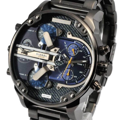NEW Genuine DIESEL Mr Daddy 2.0 Chronograph Blue Denim Large Mens Watch DZ7331