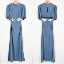 REFORMATION Tory Maxi Dress Cut Out Puff Sleeve Gown Morning Glory Blue, Size 2