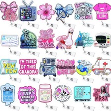 Hotlea 24 PCS Nurse Badge Reels Bulk Funny Cute Reel