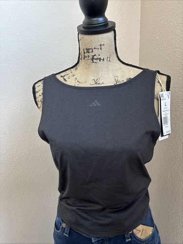 Adidas AEROREADY Yoga Studio Crop Tank with deep V back - Black - NWT