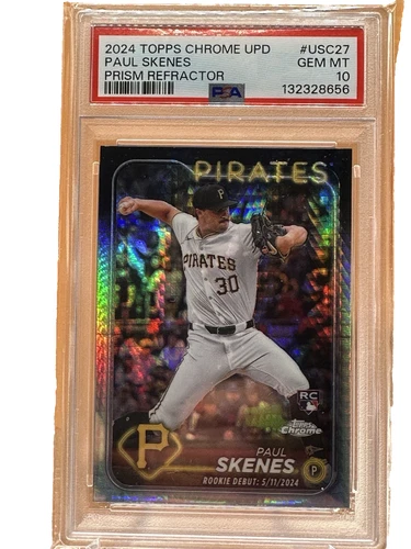 2024 Topps Chrome Update Paul Skenes #USC27 PRISM REFRACTOR ROOKIE Card PSA 10