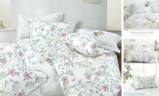 Élégant botanique et rayé 100% reine (90"×90") - blanc, sauge et rose pétale