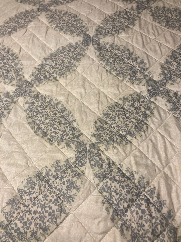 Edredón Cannon King 3 piezas con fundas de almohada ligero azul gris marfil reversible Foto 2 de 4