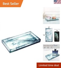 Bathroom Vanity Tray Countertop, 8" Rectangular Marble Resin Tray Dresser K...