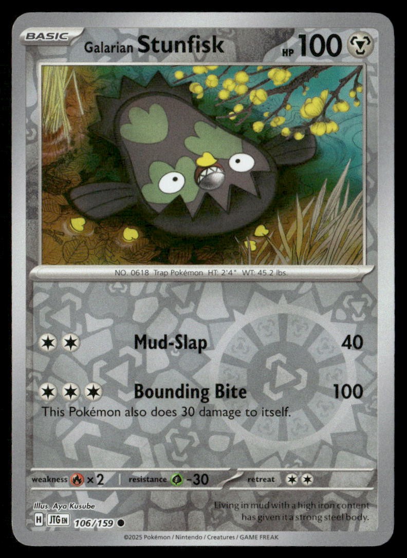 Galarian Stunfisk Journey Together 106/159 Common Reverse Holo Pokemon Near Mint