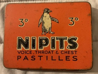 Vintage Original Nipits Pastilles 3d Voice Throat & Chest Rare Tin. 1930s/40s.