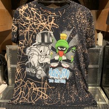 Vintage Bugs Bunny Marvin The Martian All Over Print T Shirt XL - PLEASE READ