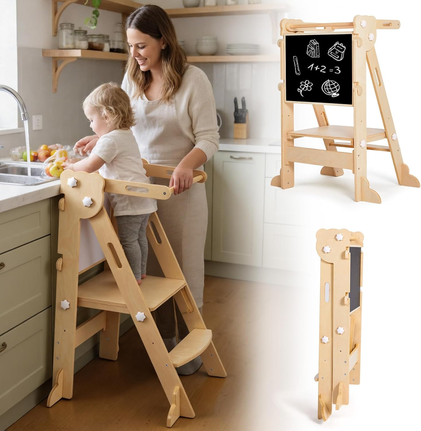 Tour d'apprentissage pliable gain de place pour sécuriser l'autonomie des petits