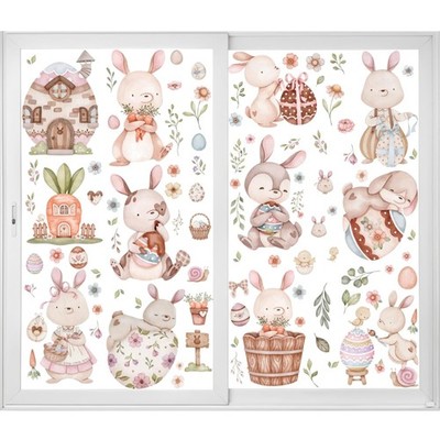 12 große Osterfensteraufkleber - Wiederverwendbare Deko für fröhliche Ostern!