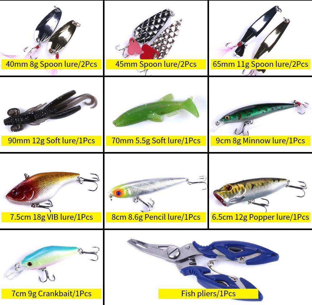 110PCS Lot Fishing Accessories Lures Gear Bass Bait Hooks Tackle Box Set - Image 4