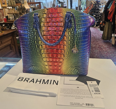 Brahmin Large Duxbury Satchel POPSICLE OMBRE MELBOURNE Croc Embossed LEATHER