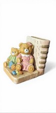 Vintage 3D Teddy Bear Mom Cub Bookend Baby Room Nursery 4"H