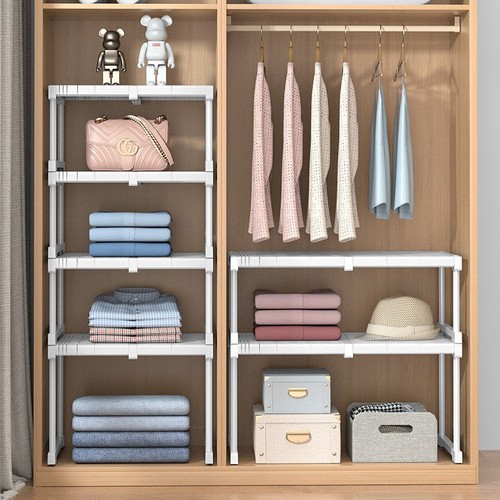 Expandable Closet Shelf Dividers Clothes Organizer Storage Rack Tension Rod UK - Picture 9 of 11