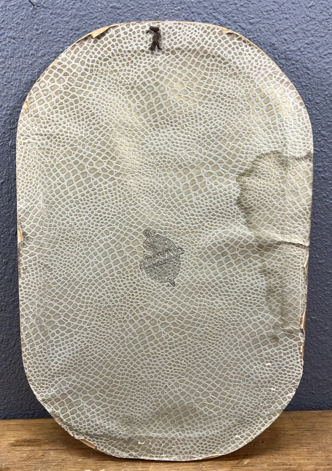 Marco de fotos antiguo curvo convexo de vidrio burbuja madera dorada 2 damas foto a color Foto 4 de 4