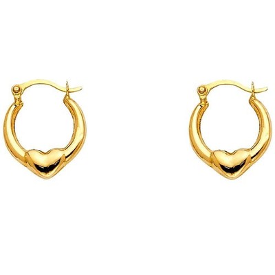 14 Karat Gelbgold 7 mm poliert zierliche Herz Creolen