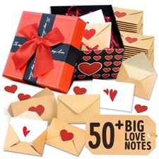 50 Mini Love Notes with Envelopes, Blank Note Cards Set in Gift Box, DIY Val...
