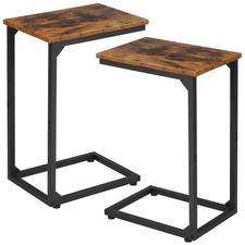 C Shaped Side Table, End Tables Living Room Set of 2, Slide Under Couch Table...