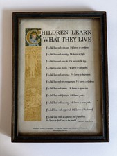 Vintage  Children Learn What They Live  Framed poem Nursery Print