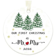 Our First Christmas Married Ornament 2026 - Elegant Keepsake for Newlyweds
