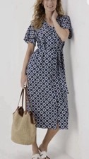 Plus size Ladies Blue mix print summer midi dress size 28 New