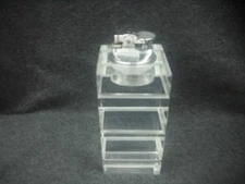 Vintage Mid Century Modern Koel Unicon Carved Geometric Lucite Table Lighter