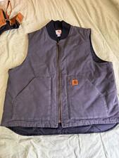 Carhartt Men's Work Vest XL Regular Gray Lined Full Zip V02-029