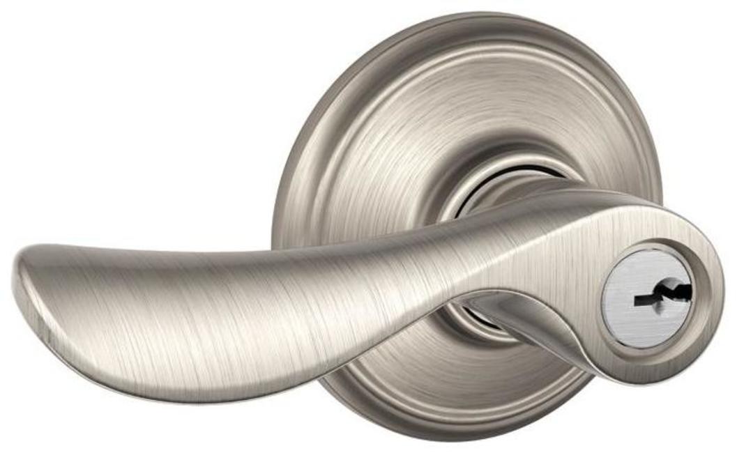 Schlage F51-CHP Nickel Champagne Keyed Entry Door Lever Single Cylinder