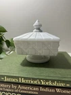 VTG Westmoreland Milk Glass Square Covered Candy Dish Old Quilt Pattern