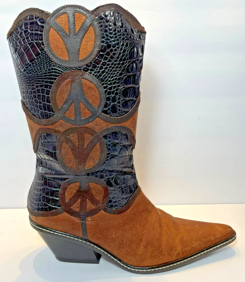 Botas de Vaquero Para Mujer 7.5 Donald J Pliner Western Couture JaJa/Paz Hechas en Italia Foto 2 de 4